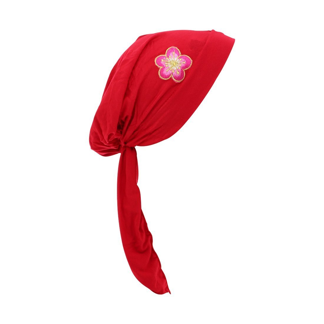 Pretied Headscarf Chemo Cap Modesty Scarf with Pink and Gold Flower