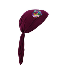 Colorful Sequin HeartChilds Pretied Headscarf