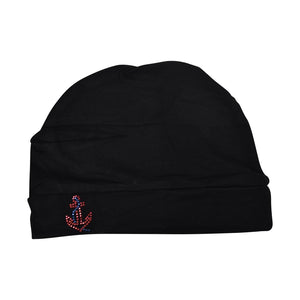 Chemo Beanie Sleep Cap with Red Stud Anchor Applique