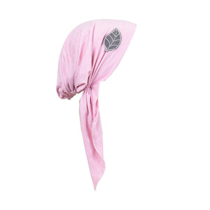 Pretied Head Scarf with Grey Leaf Chemo Cap Headwear