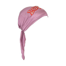 Load image into Gallery viewer, Sequin Love Applique on Child&#39;s Pretied Head Scarf Cancer Cap