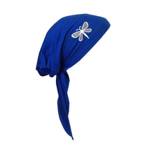 Load image into Gallery viewer, Pretied Head Scarf with Dragonfly Applique Chemo Cap Modesty