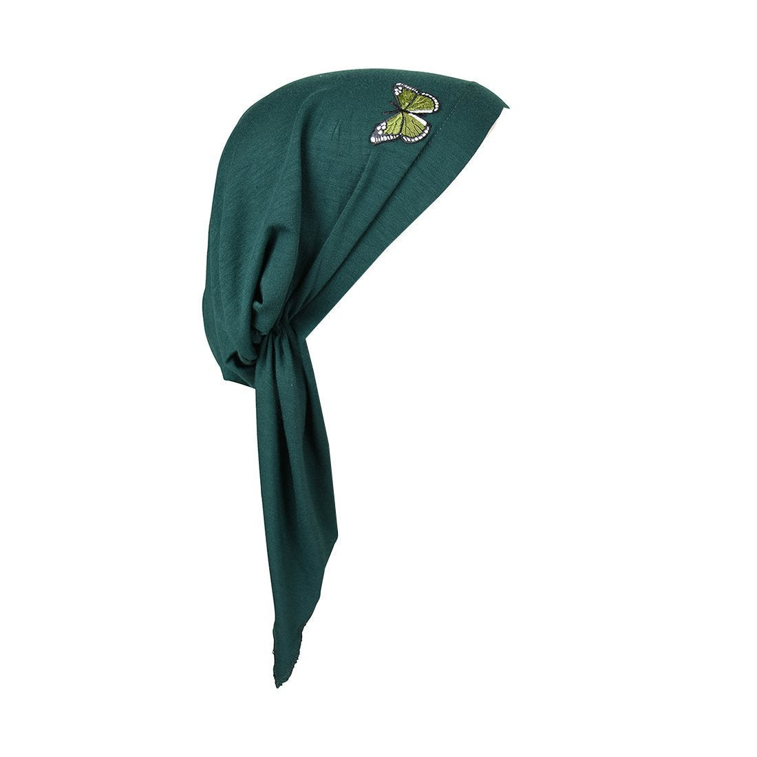 Pre Tied Head Scarf Bandana Headwear Green Butterfly