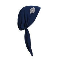 Load image into Gallery viewer, Pretied Head Scarf with Grey Leaf Chemo Cap Headwear