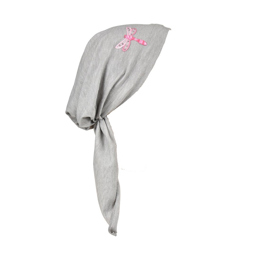 Pretied Bandana Cancer Scarf with Light Pink Dragonfly