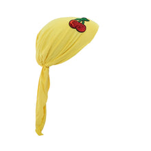 Load image into Gallery viewer, Sequin Cherries Applique on Child&#39;s Pretied Head Scarf Cancer Cap