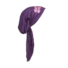 Load image into Gallery viewer, Pre Tied Headscarf Chemo Cap Headwear with Pink Butterfly