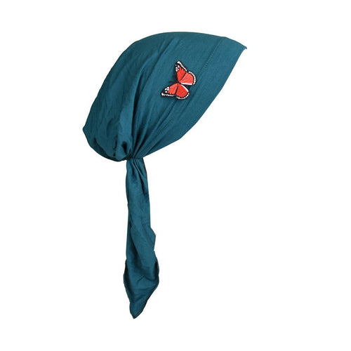 Pre Tied Chemo Head Scarf Bandana Headwear - Red Butterfly