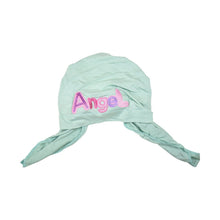 Load image into Gallery viewer, Pink Angel Applique on Child&#39;s Pretied Head Scarf Cancer Cap