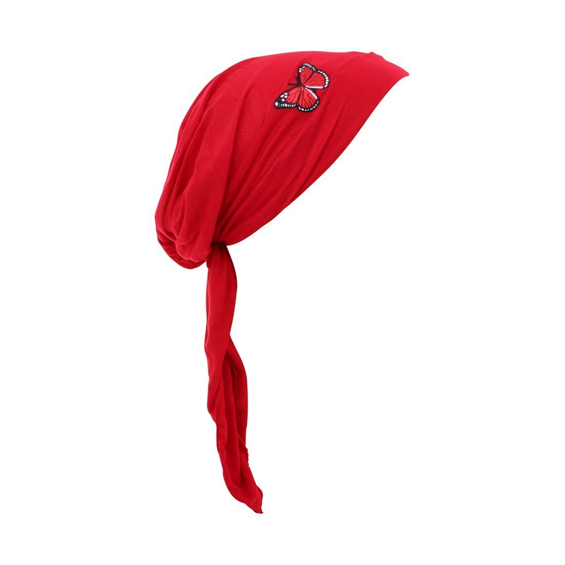 Pre Tied Chemo Head Scarf Bandana Headwear - Red Butterfly