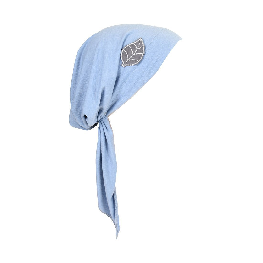 Pretied Head Scarf with Grey Leaf Chemo Cap Headwear