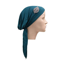 Load image into Gallery viewer, Pretied Head Scarf with Grey Leaf Chemo Cap Headwear