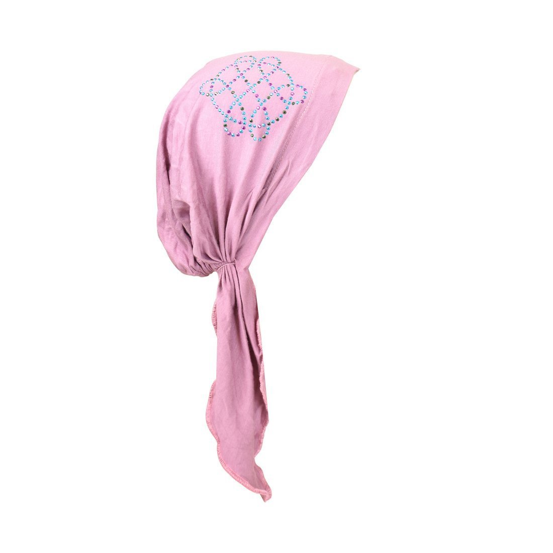 Pretied Head Scarf Chemo Cap Modesty - Swirl Applique