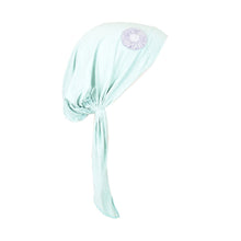 Load image into Gallery viewer, Pre Tied Bandana Turban Chemo Head Scarf with Lavender Bead Circle