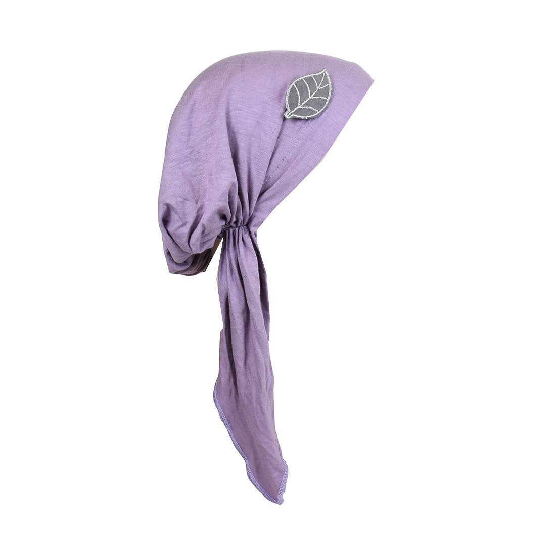 Pretied Head Scarf with Grey Leaf Chemo Cap Headwear