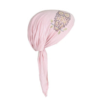 Load image into Gallery viewer, Owl Applique on Child&#39;s Pretied Head Scarf Cancer Cap