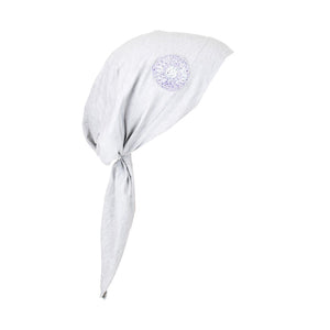 Pre Tied Bandana Turban Chemo Head Scarf with Lavender Bead Circle