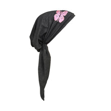 Load image into Gallery viewer, Pre Tied Headscarf Chemo Cap Headwear with Pink Butterfly