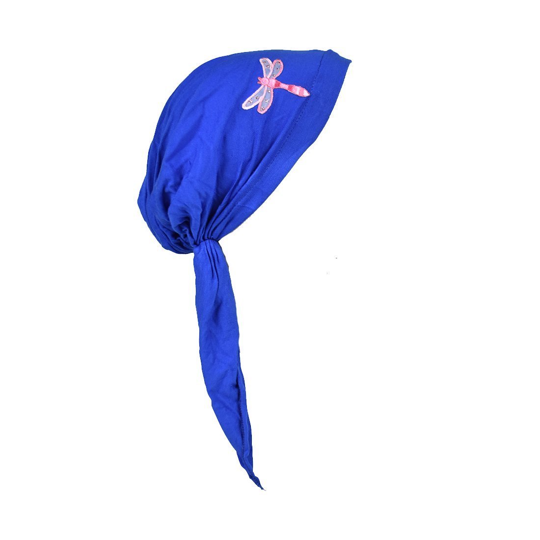 Pretied Bandana Cancer Scarf with Light Pink Dragonfly