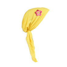 Load image into Gallery viewer, Pretied Headscarf Chemo Cap Modesty Scarf with Pink and Gold Flower