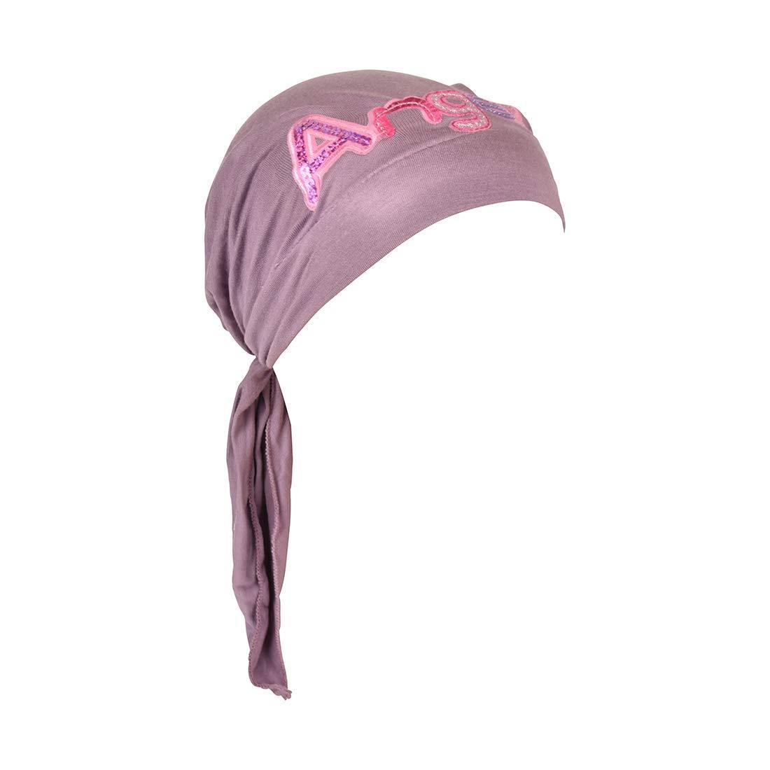 Pink Angel Applique on Child's Pretied Head Scarf Cancer Cap