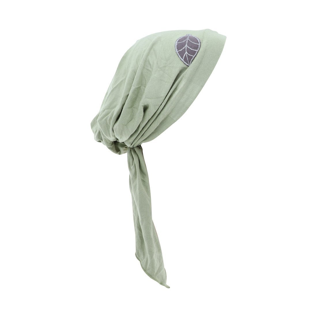 Pretied Head Scarf with Grey Leaf Chemo Cap Headwear