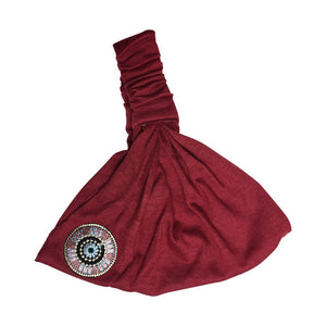 Cotton Headwrap with Tribal Embroidered Circle