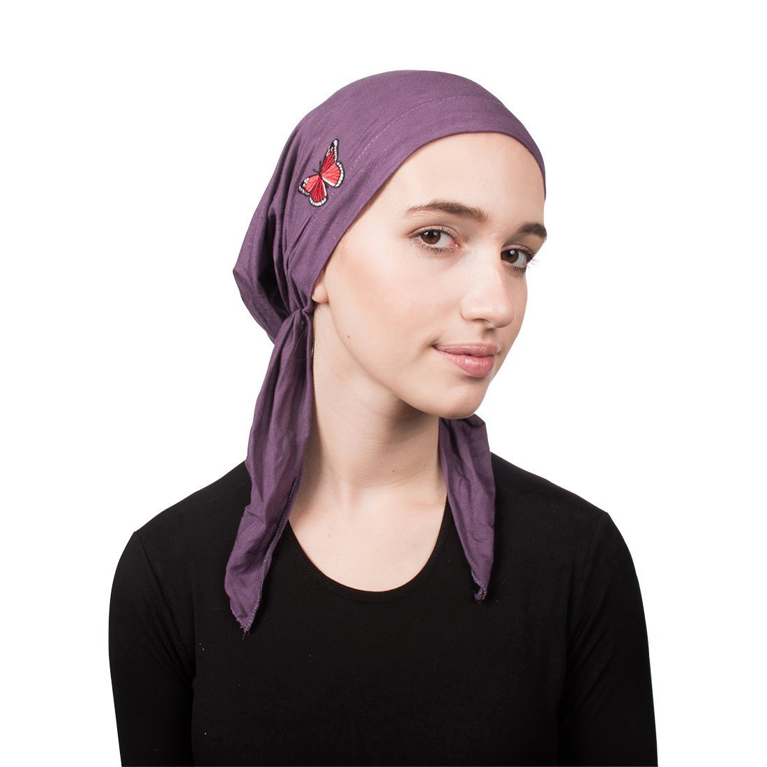 Pre Tied Chemo Head Scarf Bandana Headwear - Red Butterfly