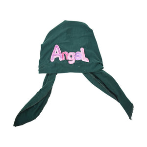 Pink Angel Applique on Child's Pretied Head Scarf Cancer Cap