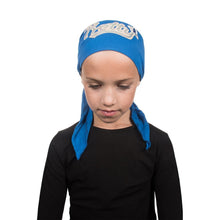 Load image into Gallery viewer, Sequin Pretty Applique on Child&#39;s Pretied Head Scarf Cancer Cap