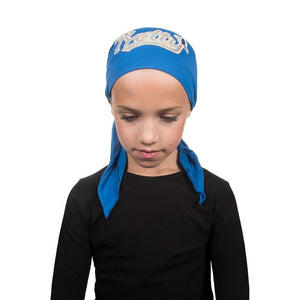 Sequin Pretty Applique on Child's Pretied Head Scarf Cancer Cap