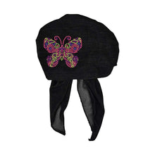 Load image into Gallery viewer, Kids Pretied Head Scarf with Bright Neon Butterfly Studs