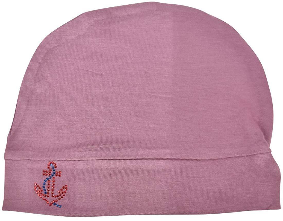 Chemo Beanie Sleep Cap with Red Stud Anchor Applique