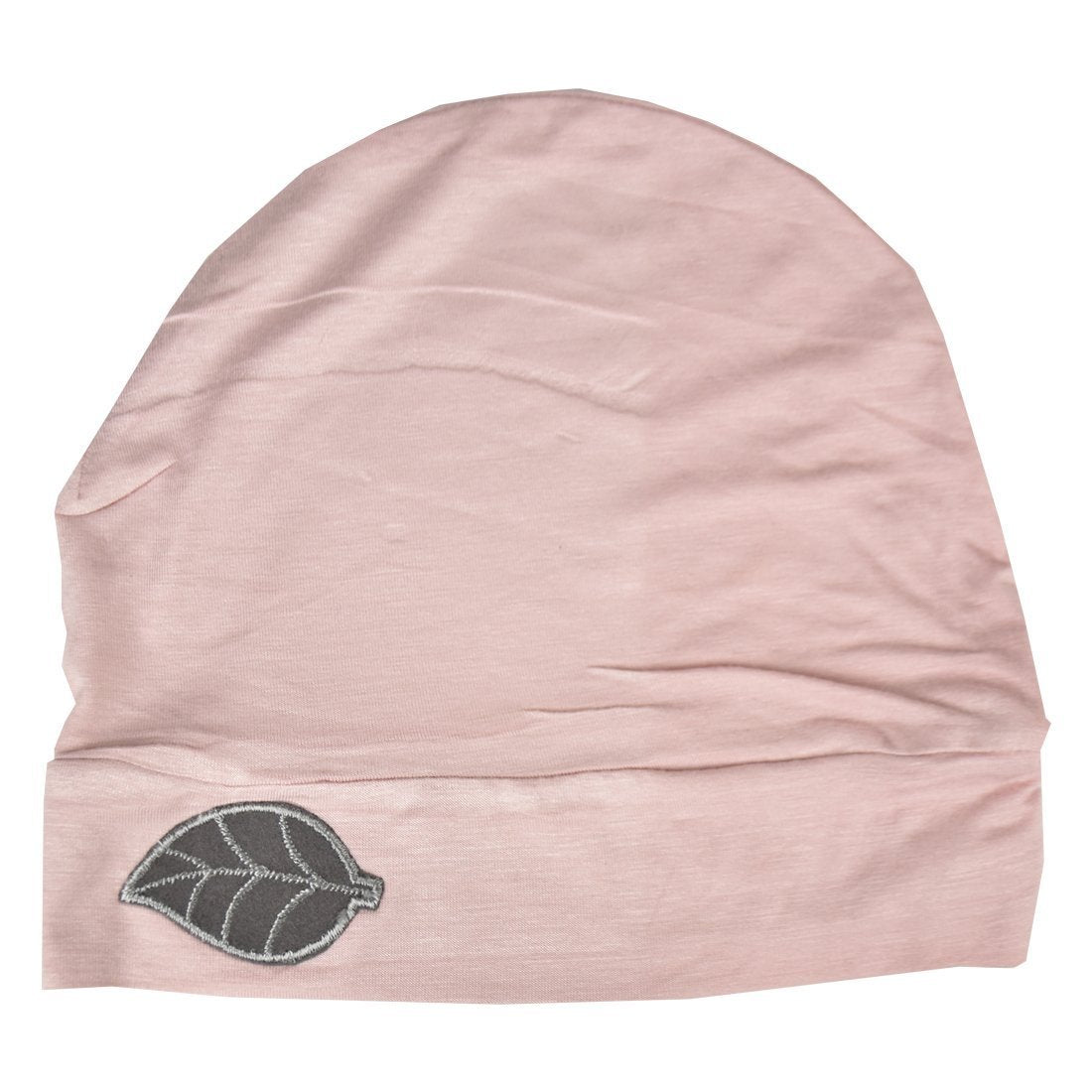 Womens Soft Sleep Cap Comfy Cancer Hat with Grey Leaf Applique