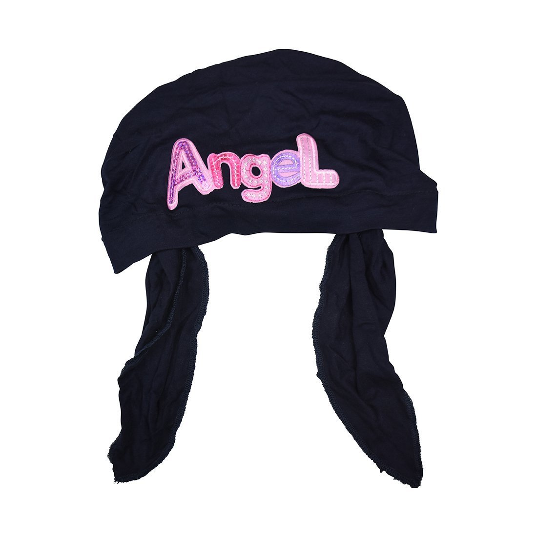 Pink Angel Applique on Child's Pretied Head Scarf Cancer Cap