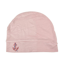 Load image into Gallery viewer, Chemo Beanie Sleep Cap with Red Stud Anchor Applique