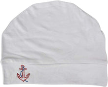 Load image into Gallery viewer, Chemo Beanie Sleep Cap with Red Stud Anchor Applique