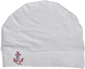 Chemo Beanie Sleep Cap with Red Stud Anchor Applique