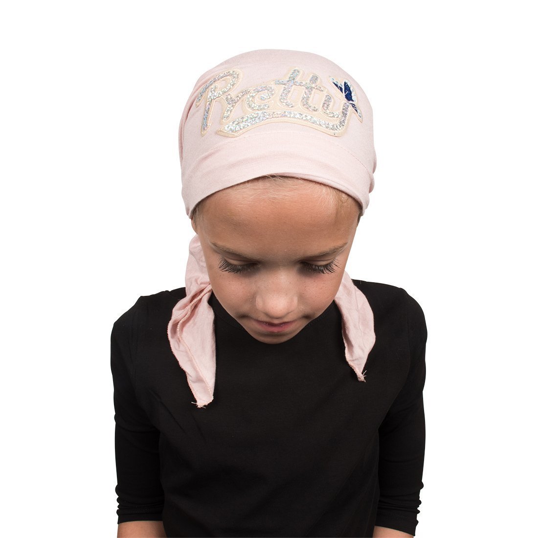 Sequin Pretty Applique on Child's Pretied Head Scarf Cancer Cap