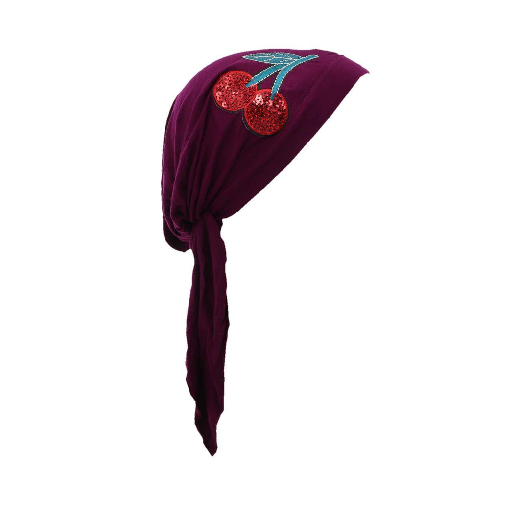 Landana Headscarves Pretied with Large Sequin Cherries