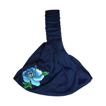 Load image into Gallery viewer, Cotton Headwrap with Blue Flower with Leaves