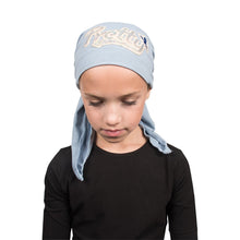 Load image into Gallery viewer, Sequin Pretty Applique on Child&#39;s Pretied Head Scarf Cancer Cap