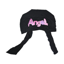 Load image into Gallery viewer, Pink Angel Applique on Child&#39;s Pretied Head Scarf Cancer Cap