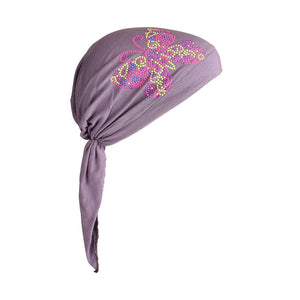 Kids Pretied Head Scarf with Bright Neon Butterfly Studs