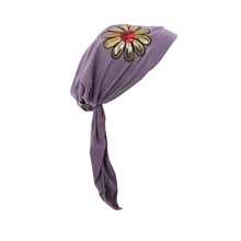 Load image into Gallery viewer, Landana Headscarves Pretied with Large Gold &amp; Red Flower