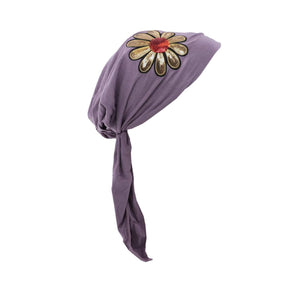 Landana Headscarves Pretied with Large Gold & Red Flower