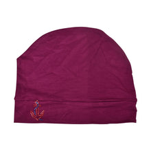 Load image into Gallery viewer, Chemo Beanie Sleep Cap with Red Stud Anchor Applique