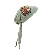 Load image into Gallery viewer, Landana Headscarves Pretied with Large Gold &amp; Red Flower