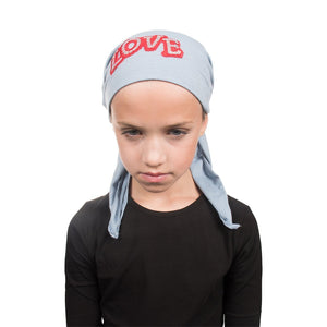 Sequin Love Applique on Child's Pretied Head Scarf Cancer Cap