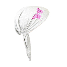 Load image into Gallery viewer, Sequin Butterfly Applique on Child&#39;s Pretied Head Scarf Cancer Cap